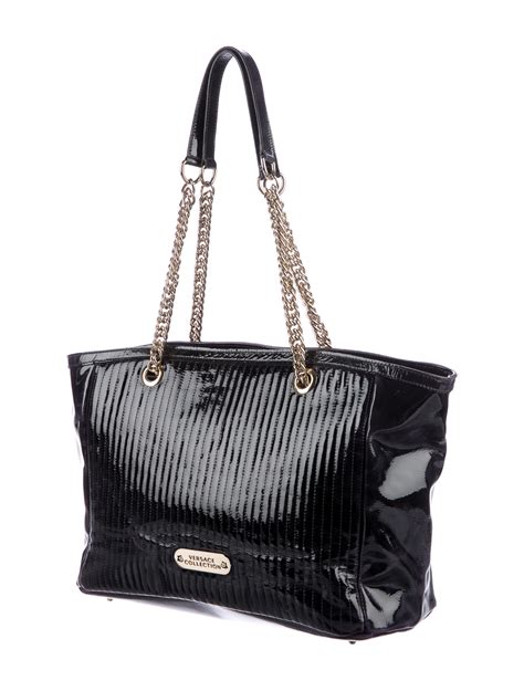 Versace Collection Patent Leather Tote 